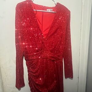 Fashion Nova Sparkling Red Sequin Dress